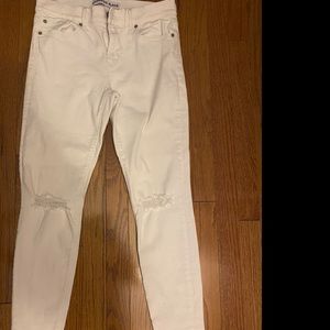 Skinny distressed express white jeans with holes